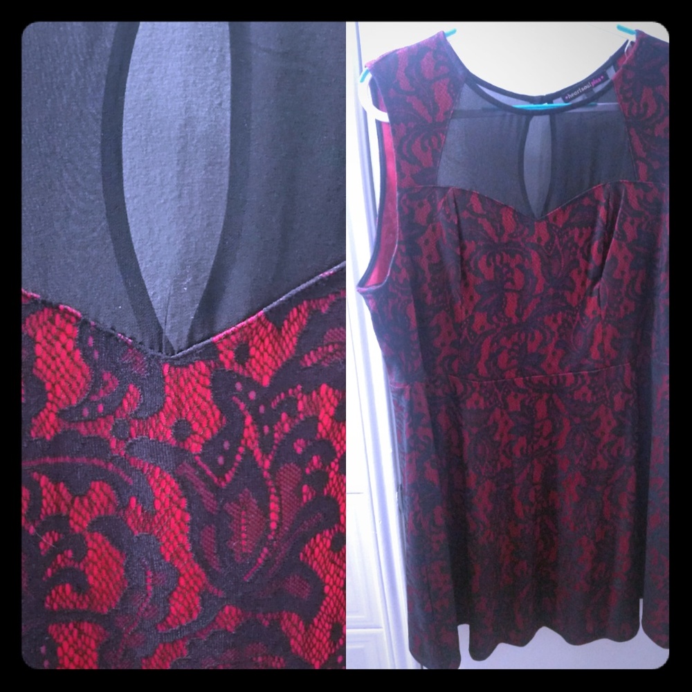 Red dress with lace detail